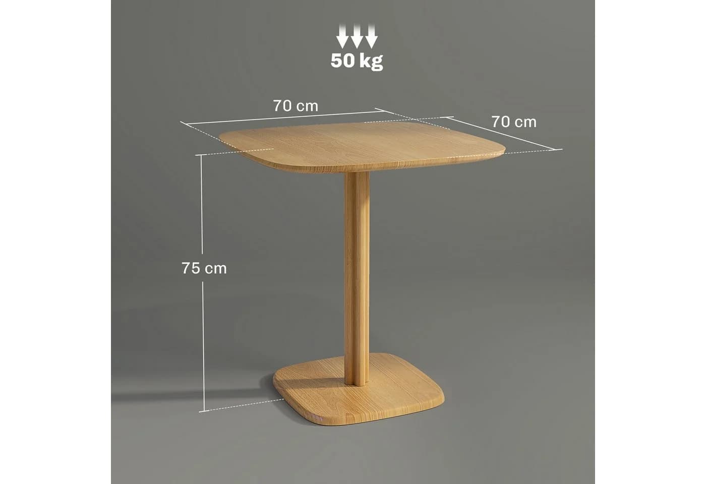 HOMCOM Esstisch 70x70 cm Naturholz - Bild 3