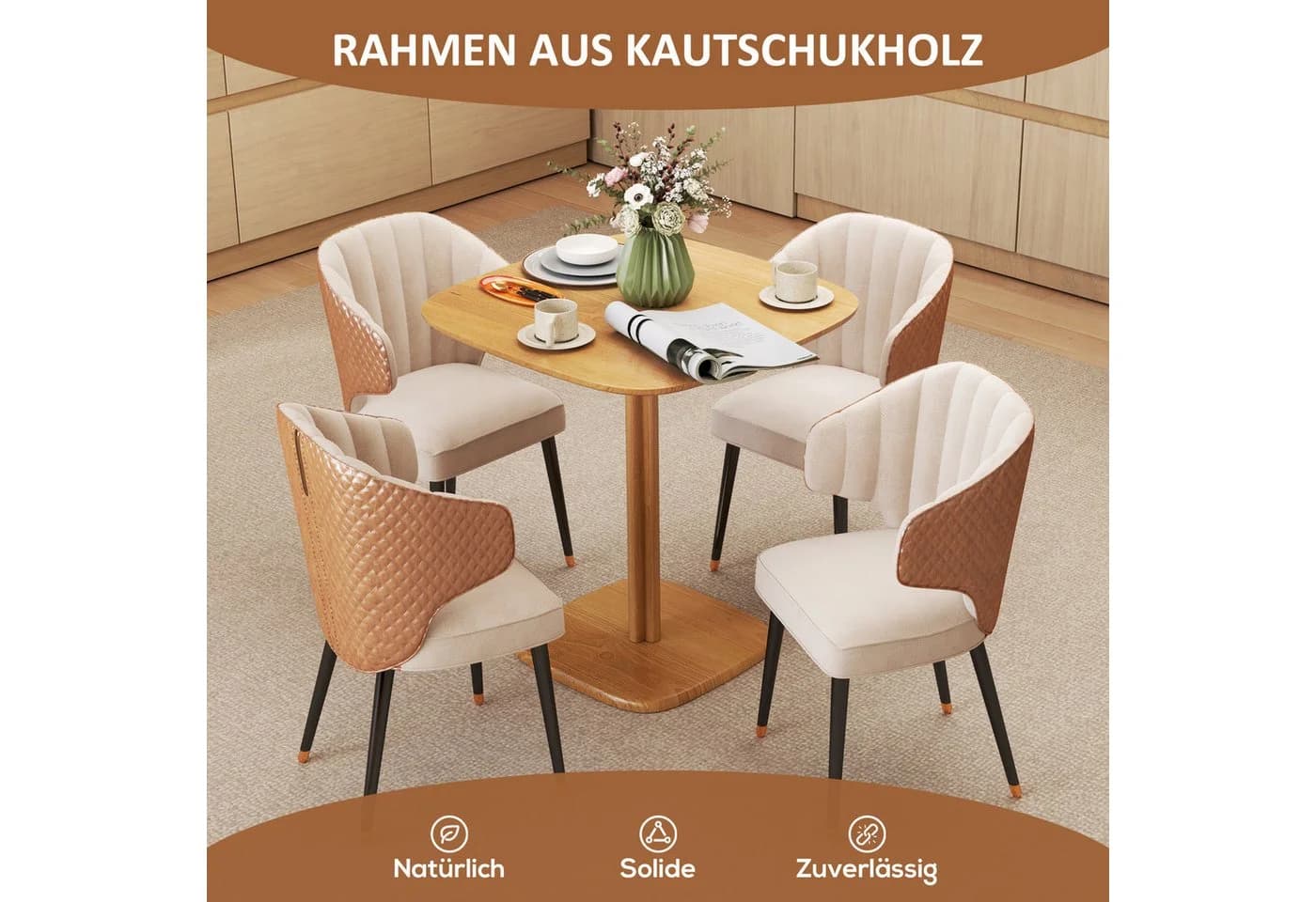 HOMCOM Esstisch 70x70 cm Naturholz - Bild 4