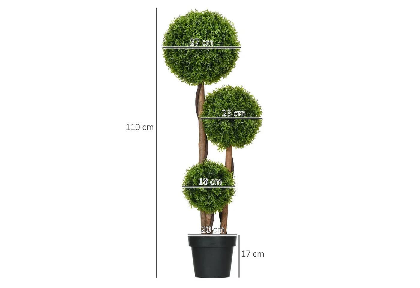 HOMCOM Kunstpflanze Buchsbaum Bambus UV-beständig 110 cm - Bild 3
