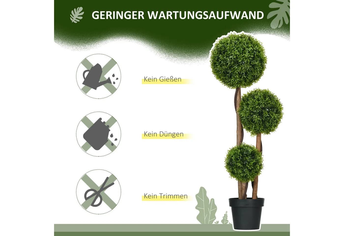 HOMCOM Kunstpflanze Buchsbaum Bambus UV-beständig 110 cm - Bild 5