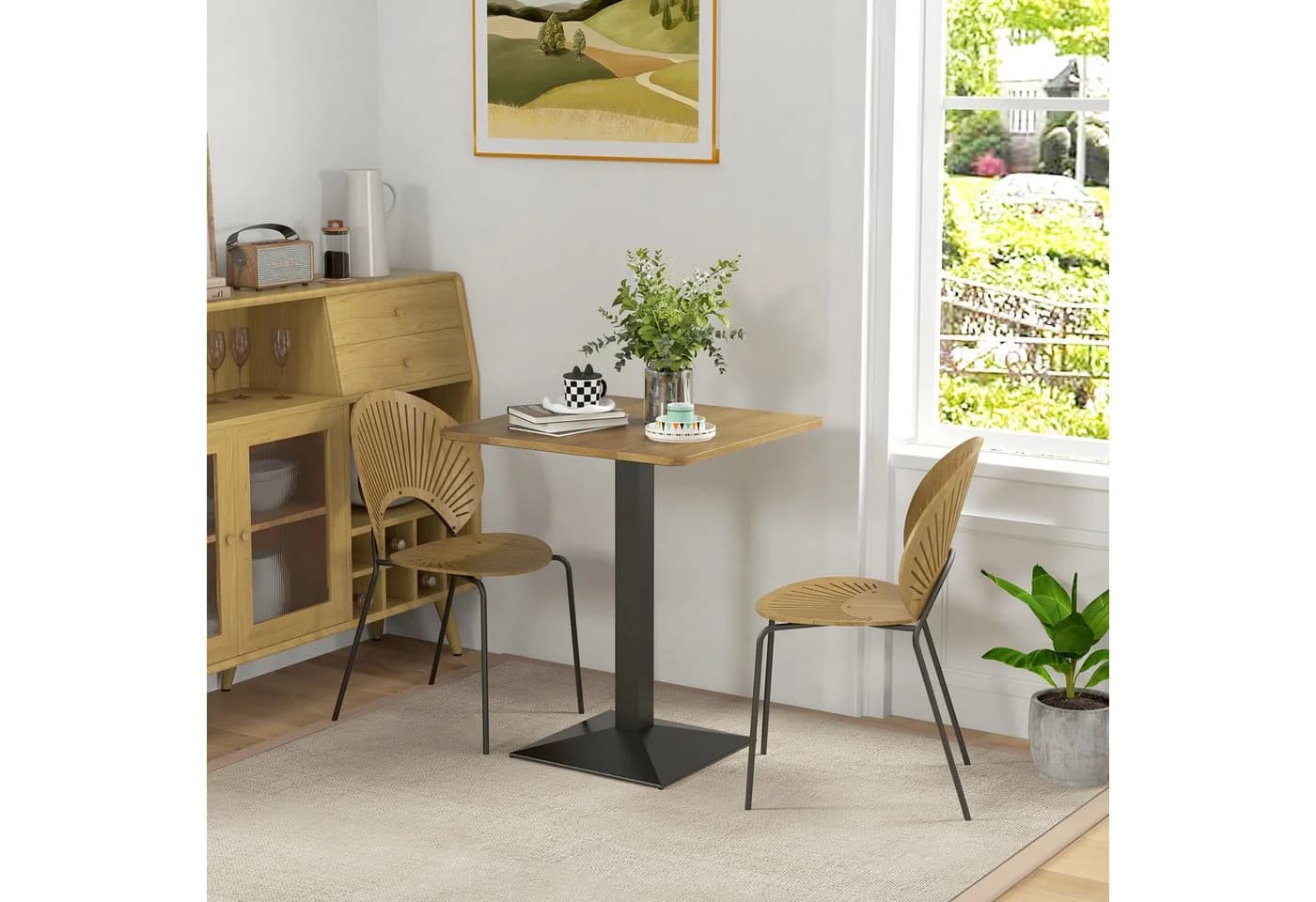 HOMCOM Esstisch quadratisch Holzoptik Stahlbasis Dunkelbraun - Bild 2