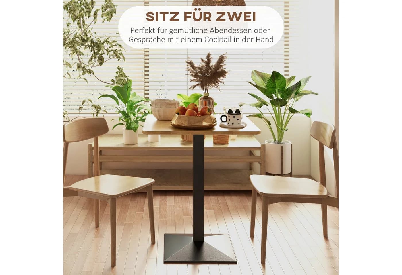 HOMCOM Esstisch quadratisch Holzoptik Stahlbasis Dunkelbraun - Bild 4