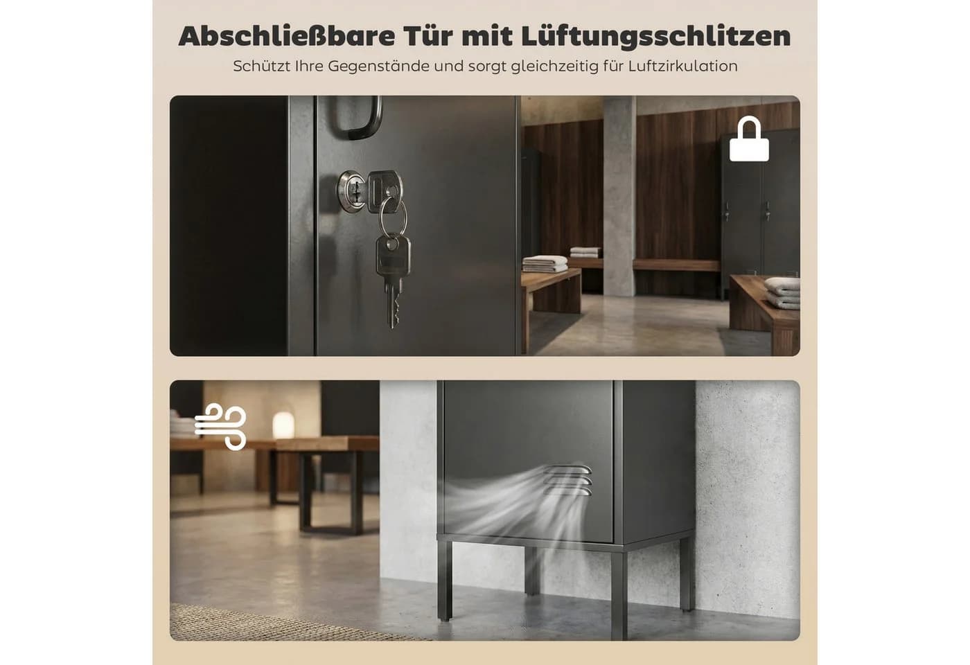 HOMCOM Spind mit Kleiderstange, Namensschildhalter, Lüftungsschlitze und Ablage - Bild 4