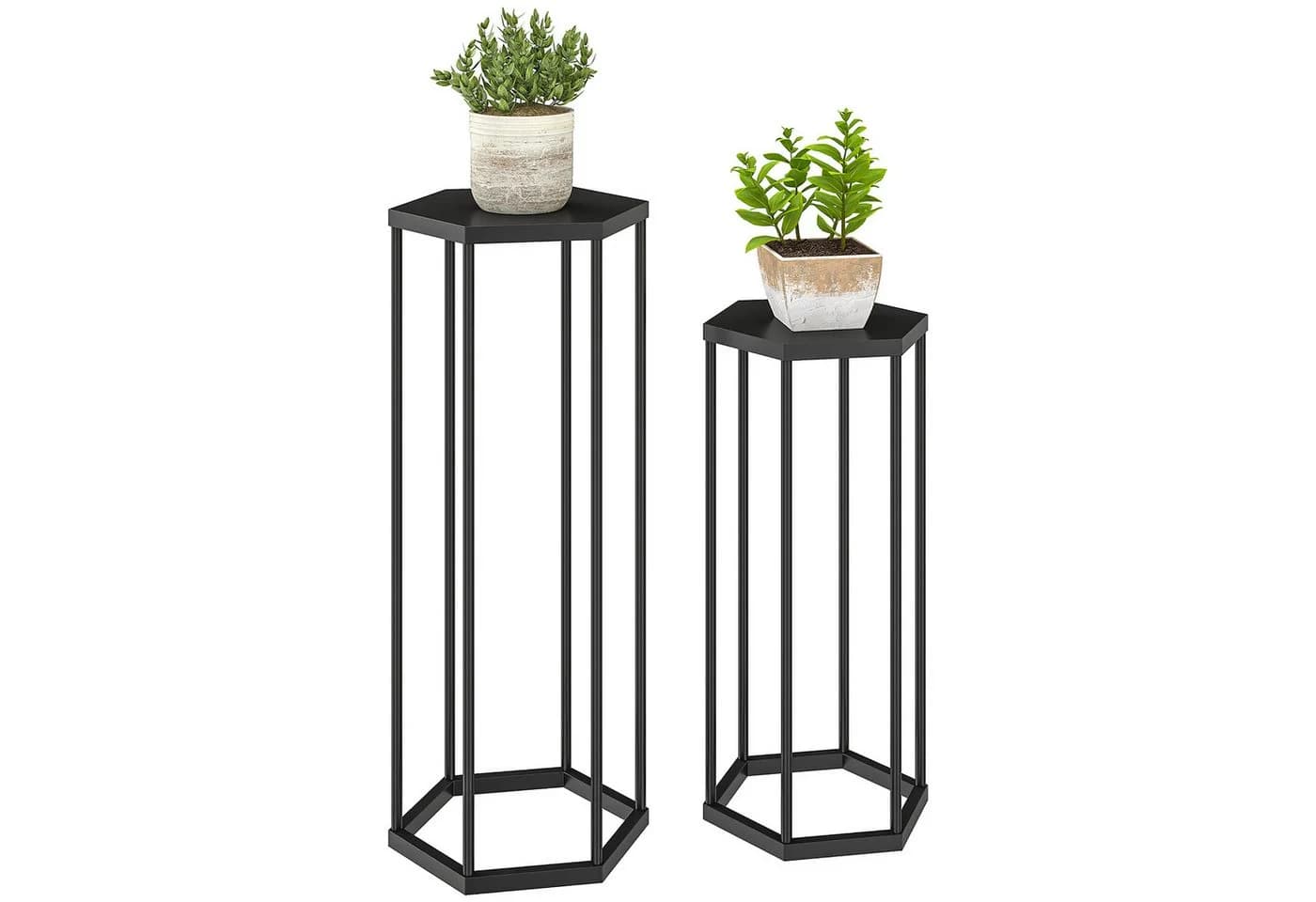 Outsunny Blumenständer Hexagonal Schwarz