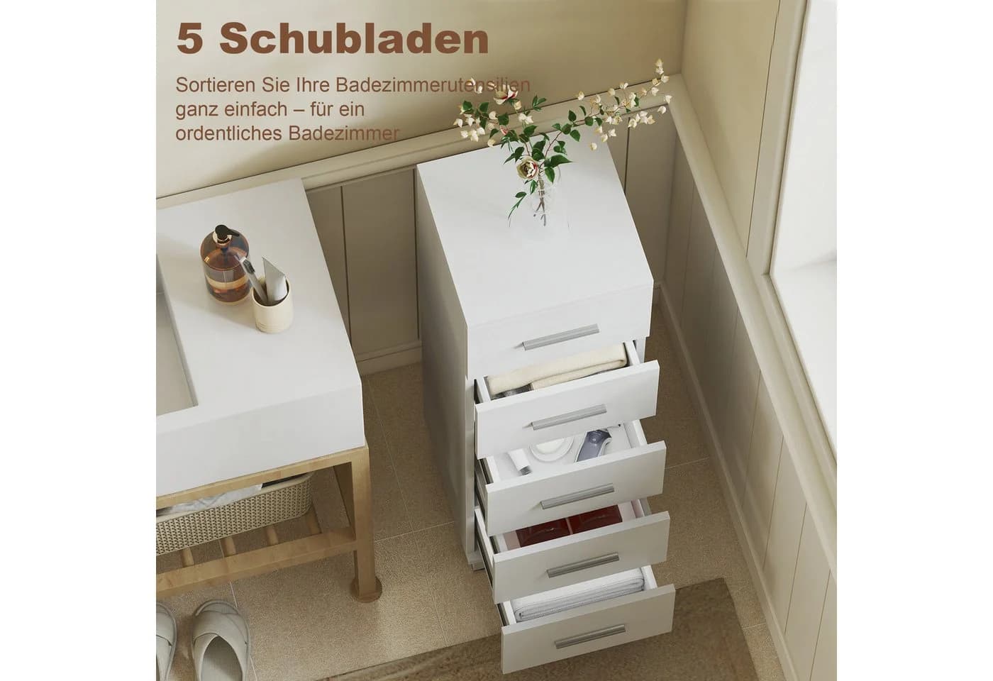 HOMCOM Badkommode Badschrank Weiß - Bild 4