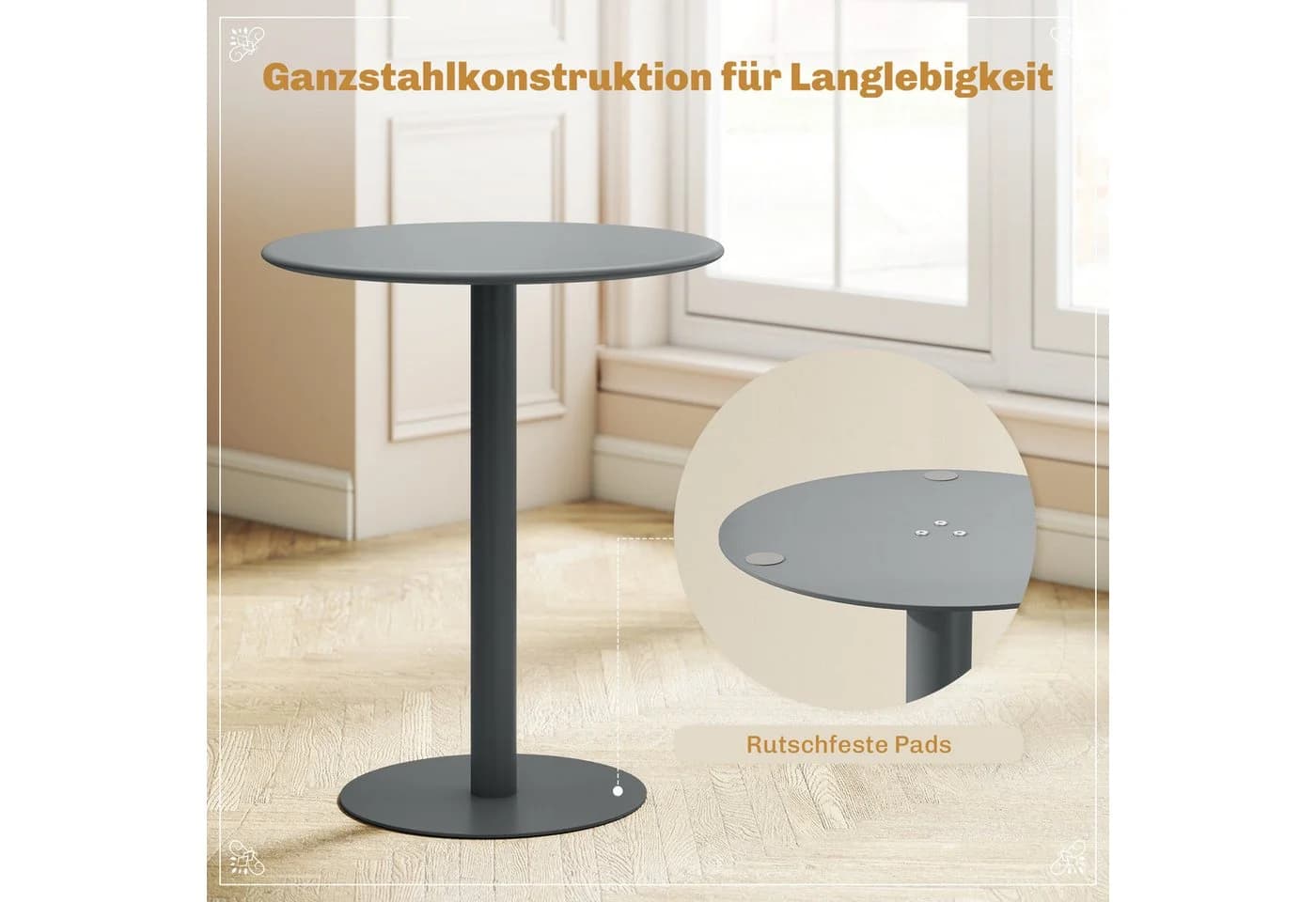 HOMCOM Esstisch Rund Grau Esszimmertisch für 2 Personen - Bild 5