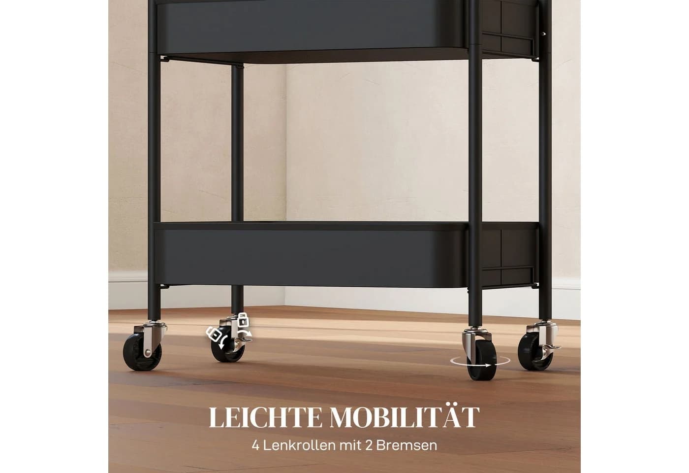 HOMCOM Servierwagen Rollwagen 3 Gitterkörbe Schwarz - Bild 5