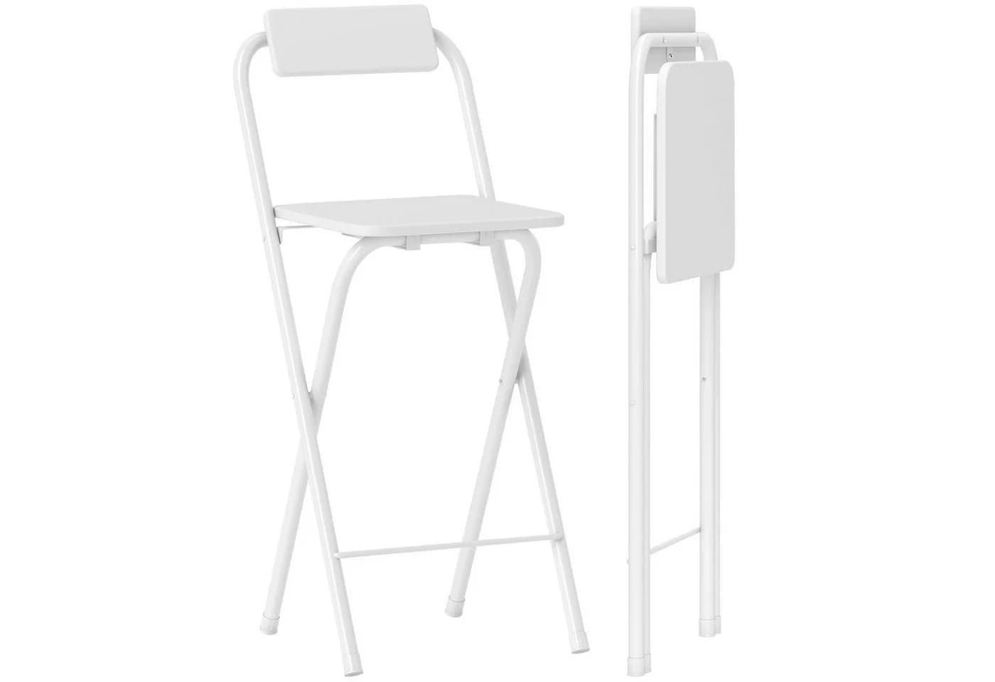 HOMCOM Barhocker Set 2-tlg. Weiß Klappbar mit Lehne