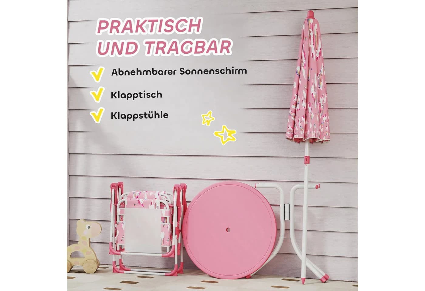 AIYAPLAY Garten-Kindersitzgruppe mit Sonnenschirm Rosa - Bild 5