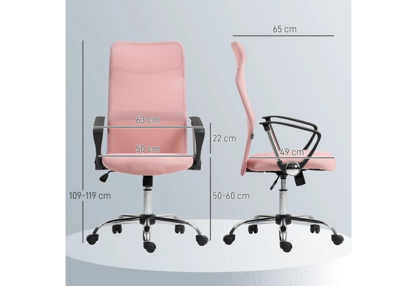 HOMCOM Bürostuhl Ergonomisch Rosa - Bild 3