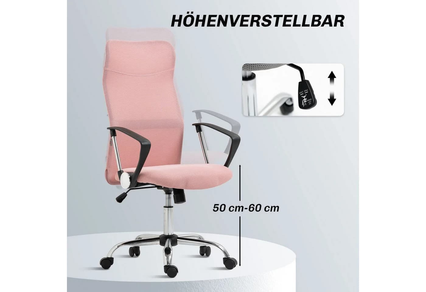 HOMCOM Bürostuhl Ergonomisch Rosa - Bild 4