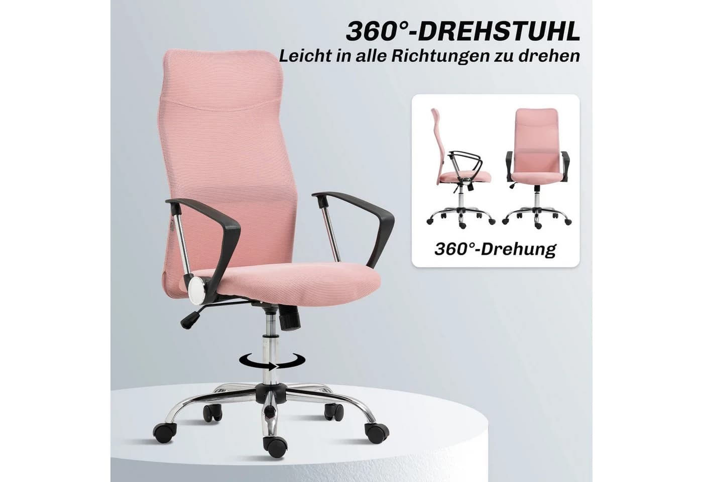 HOMCOM Bürostuhl Ergonomisch Rosa - Bild 5
