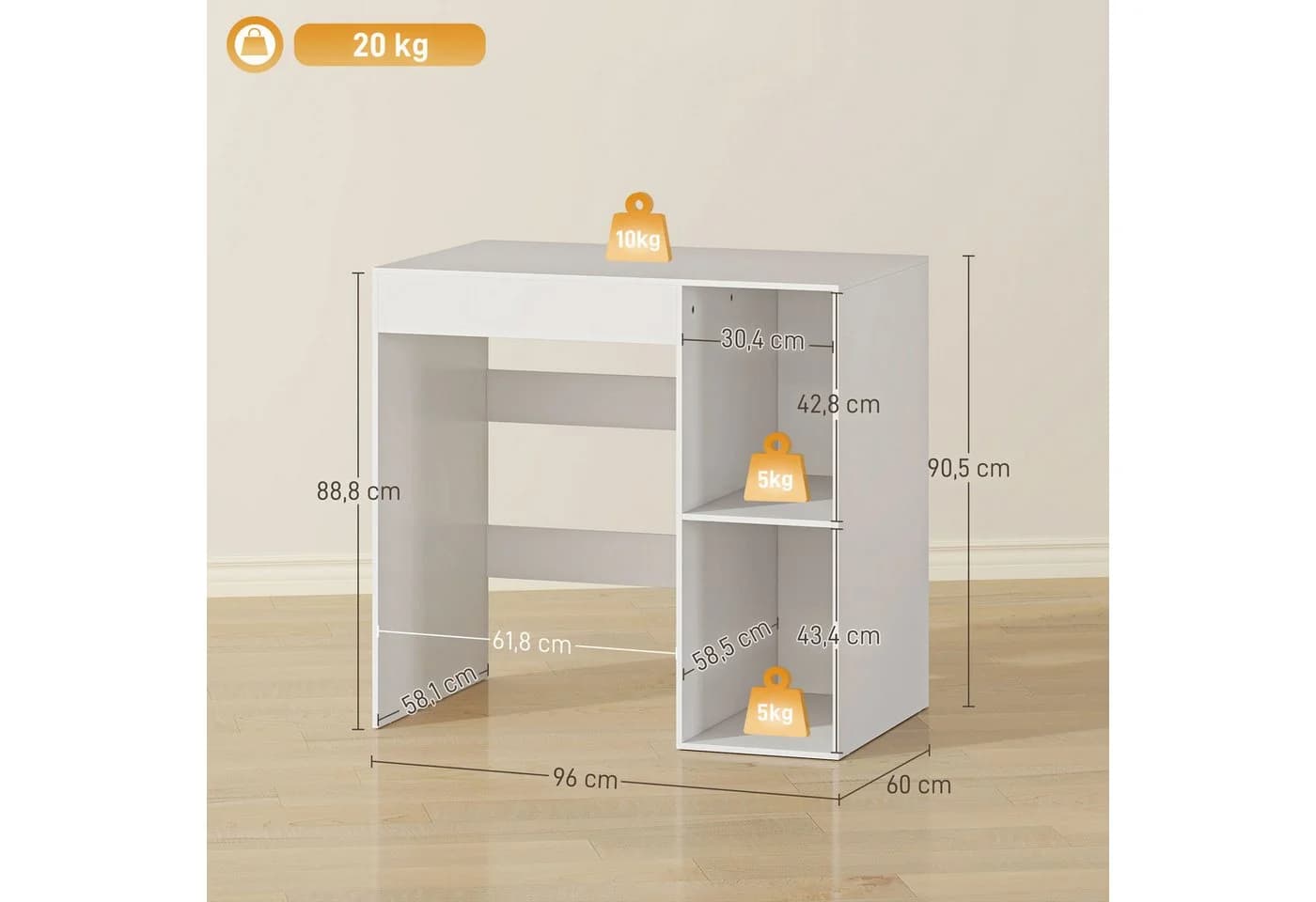 HOMCOM Waschmaschinenumbauschrank Weiß - Bild 3