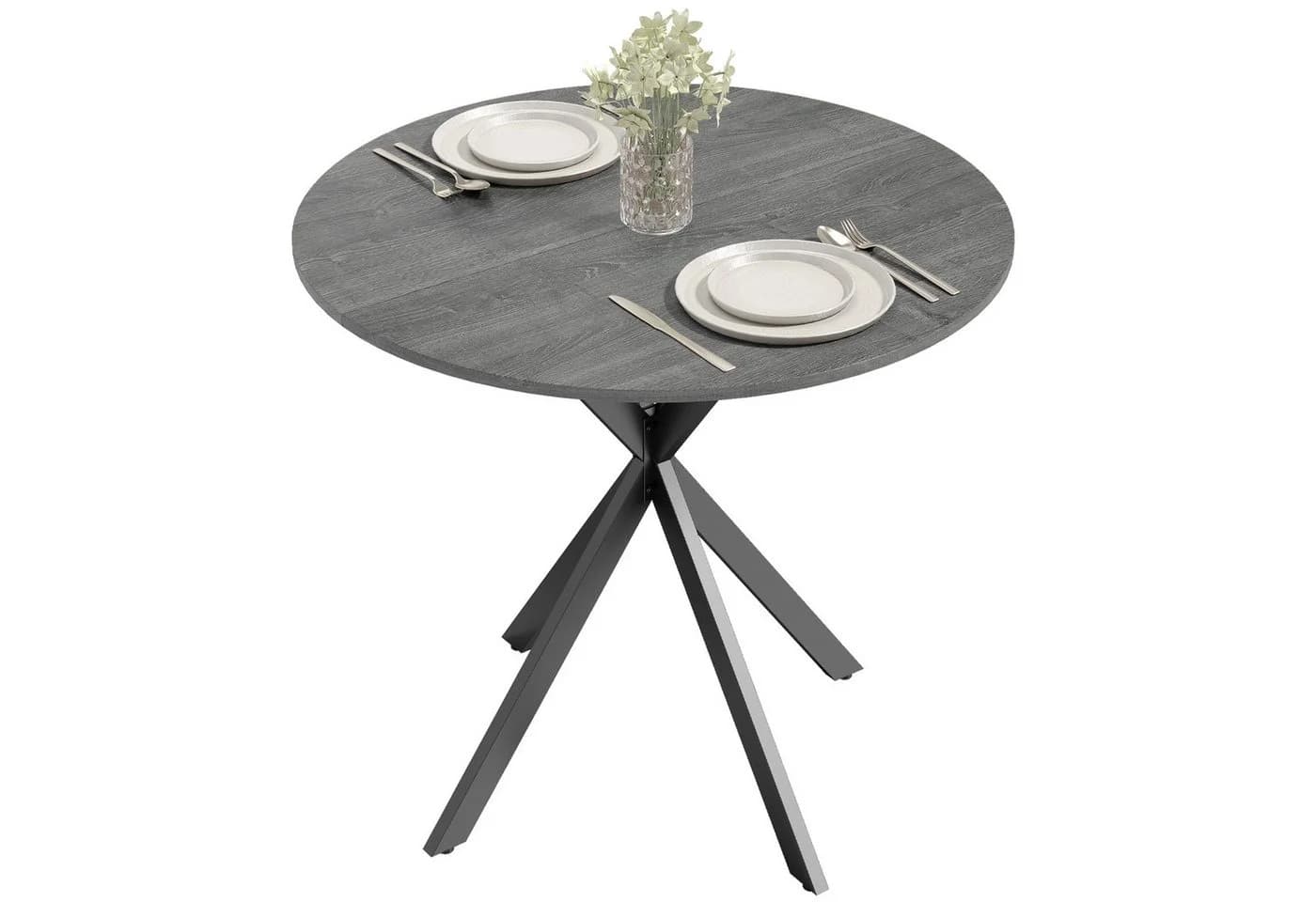 HOMCOM Esstisch Rund 80 cm Holzoptik X-Beine