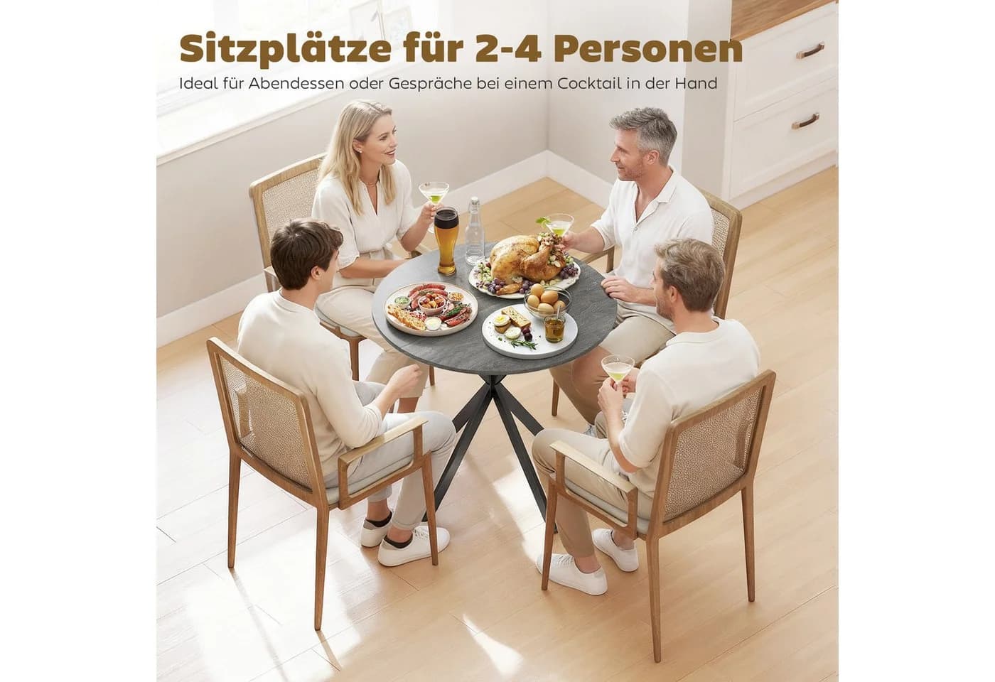 HOMCOM Esstisch Rund 80 cm Holzoptik X-Beine - Bild 4