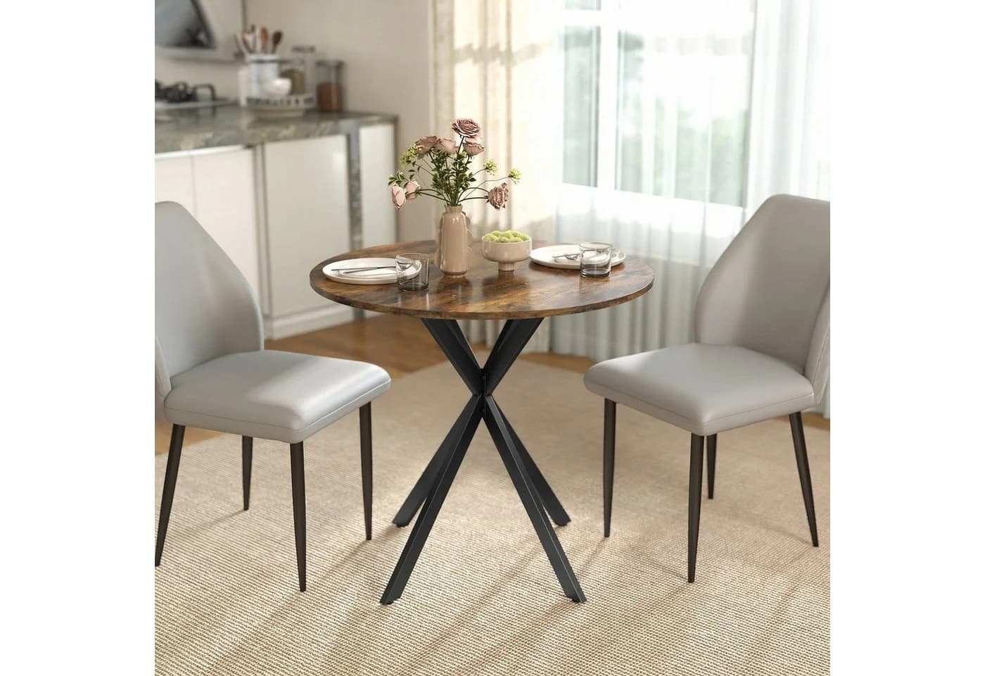 HOMCOM Esstisch Rustikal-Braun X-Beine - Bild 2