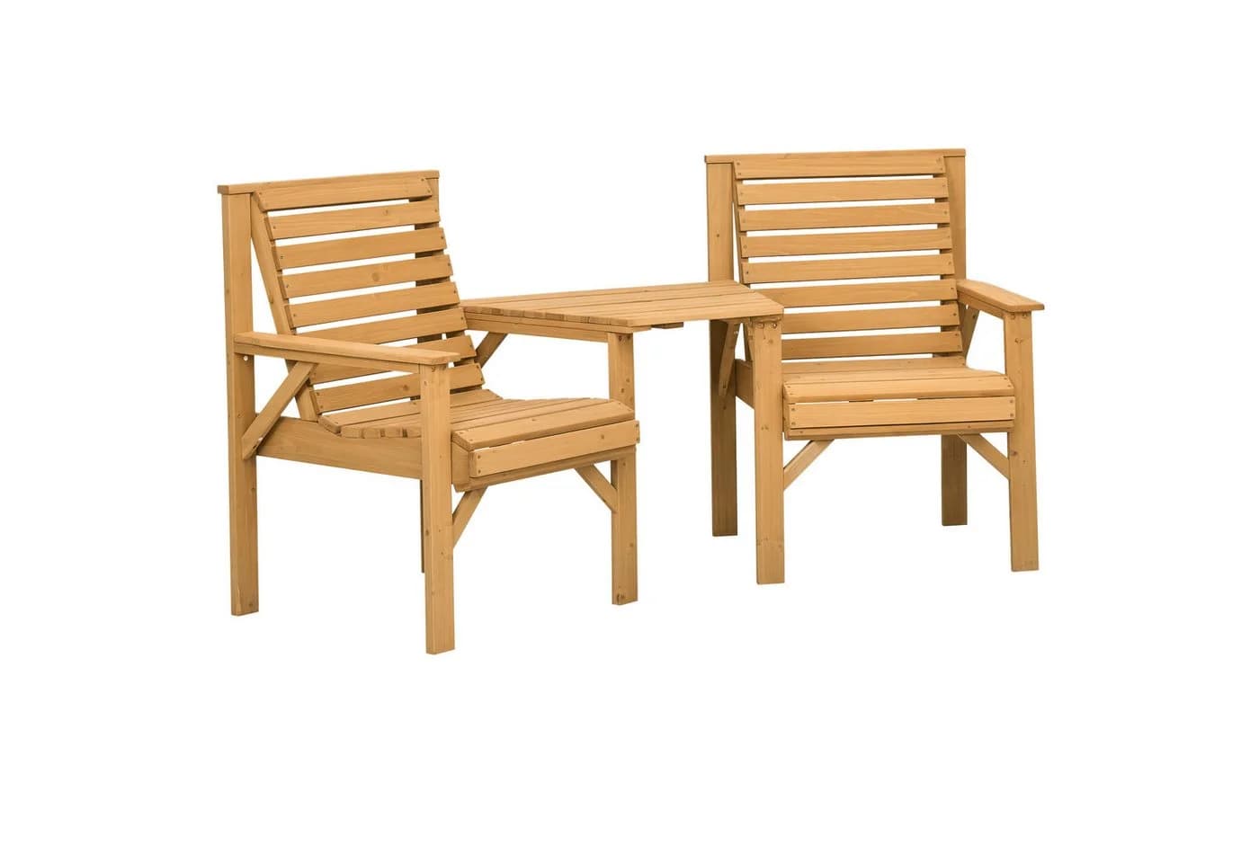 Outsunny Balkonset 3-tlg. Braun Tannenholz Lamellendesign Sonnenschirmloch