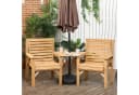 Outsunny Balkonset 3-tlg. Braun Tannenholz Lamellendesign Sonnenschirmloch Bild 2