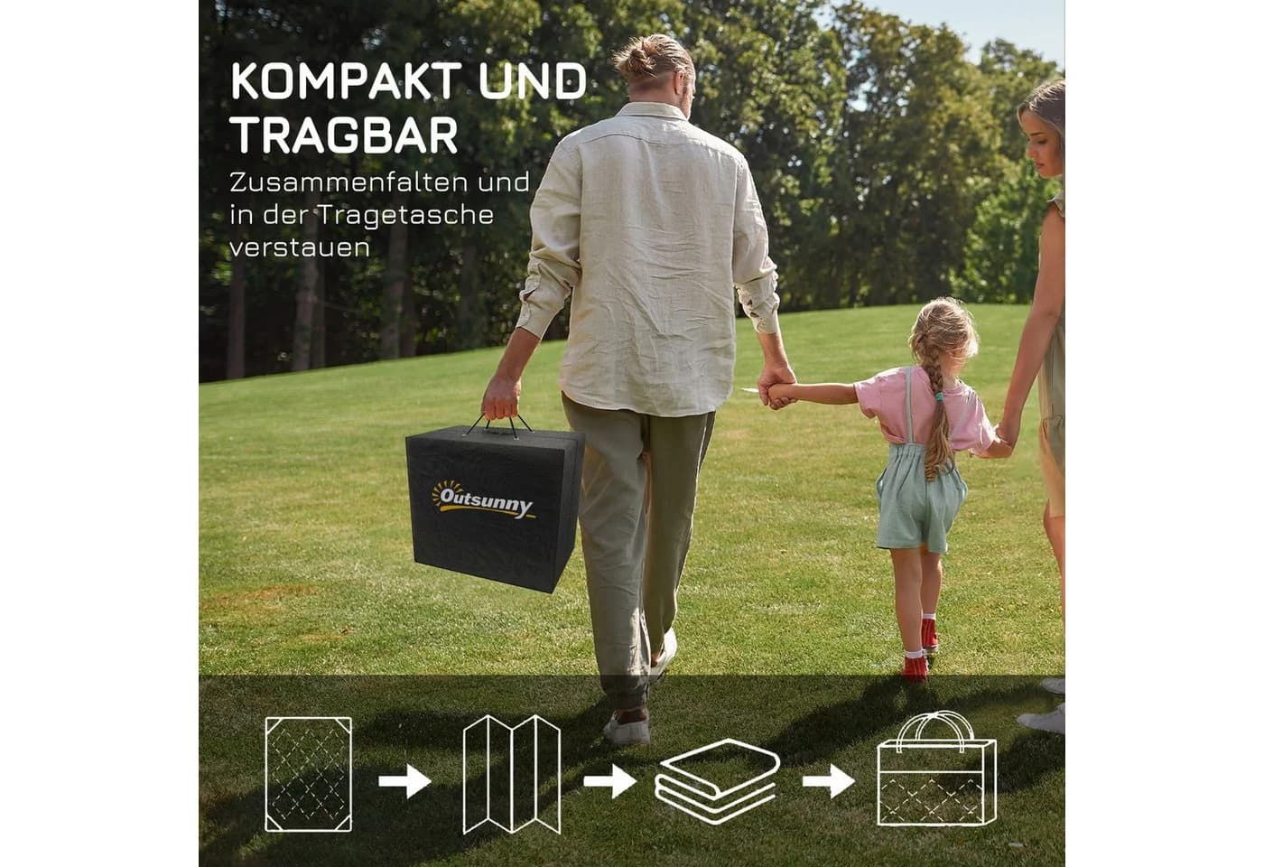 Outsunny Outdoorteppich Grau Wendbar Wasserdicht - Bild 4