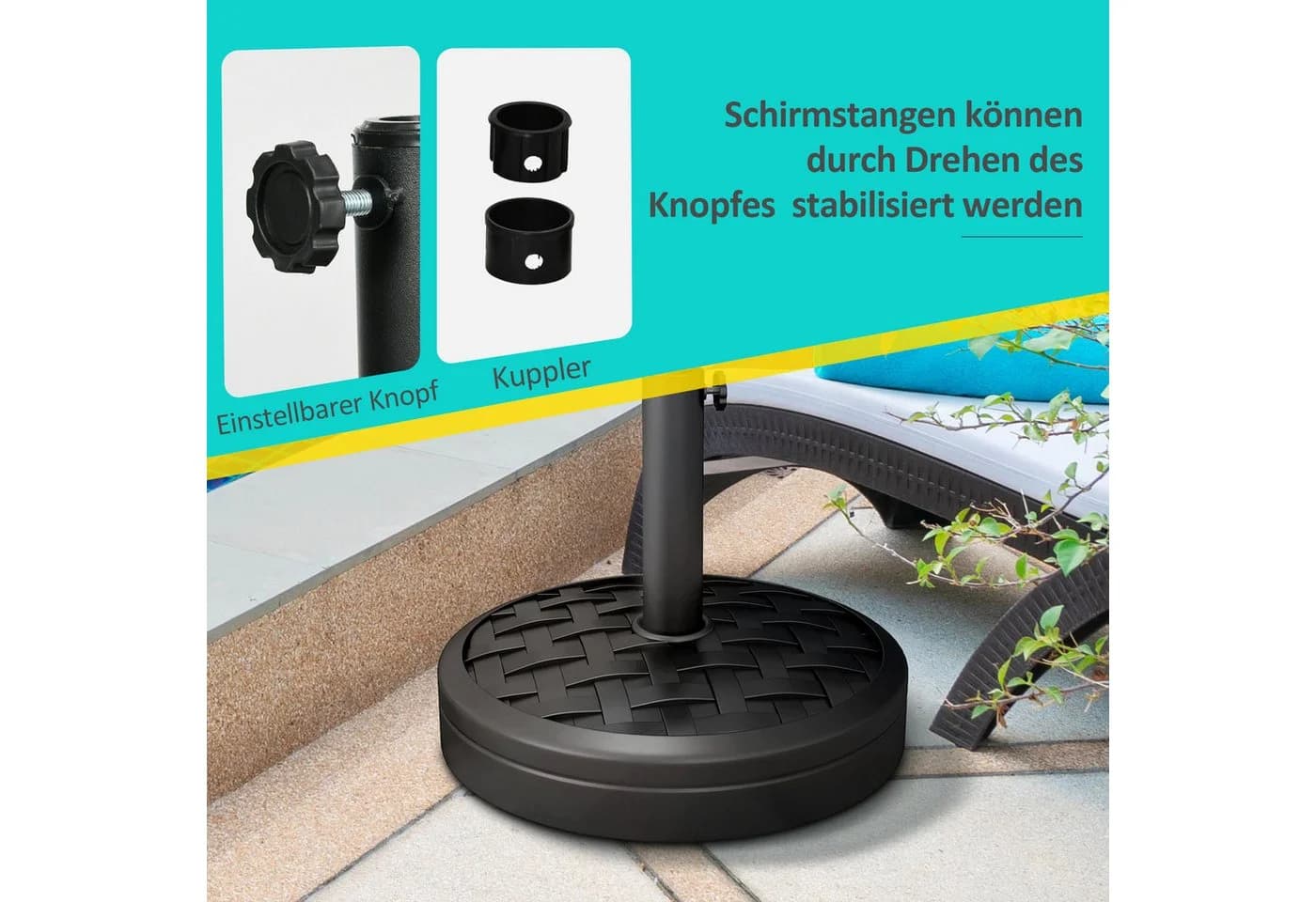 Outsunny Sonnenschirmständer aus Beton Schwarz 18 kg - Bild 4