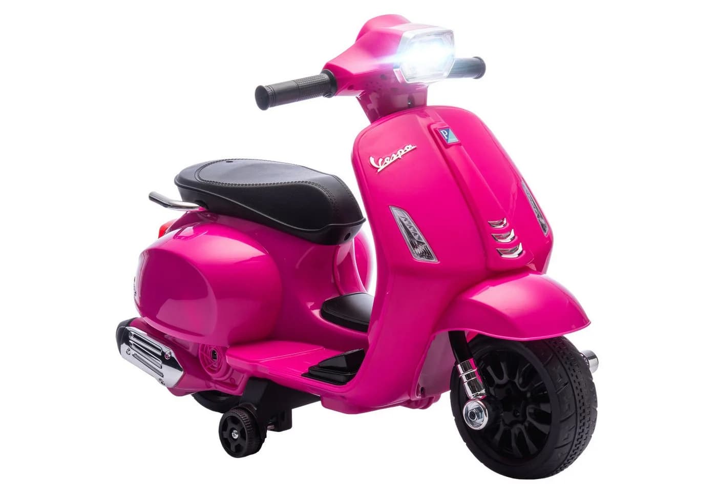 AIYAPLAY Elektro-Kindermotorrad 6V mit Stützrädern, Scheinwerfer, Hupe, Rosa