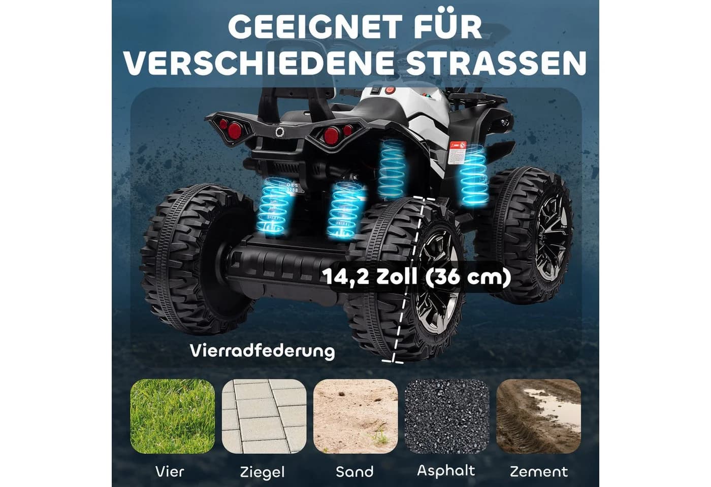HOMCOM Elektro-Kinderquad Weiß mit USB-Musikplayer - Bild 5