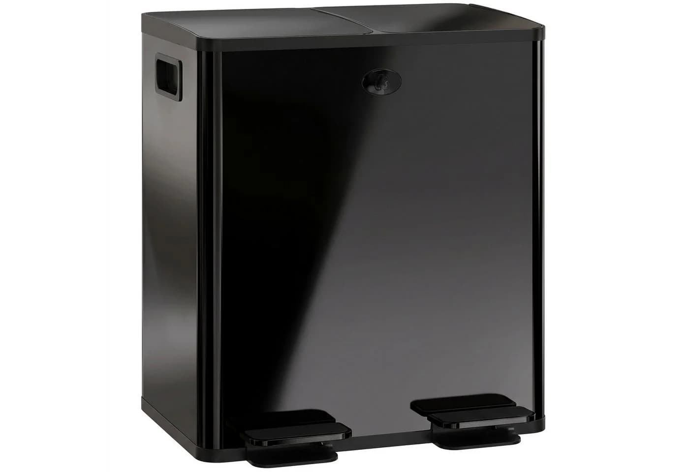 HOMCOM Mülltrennsystem Mülleimer 20L Schwarz Edelstahl Softclose