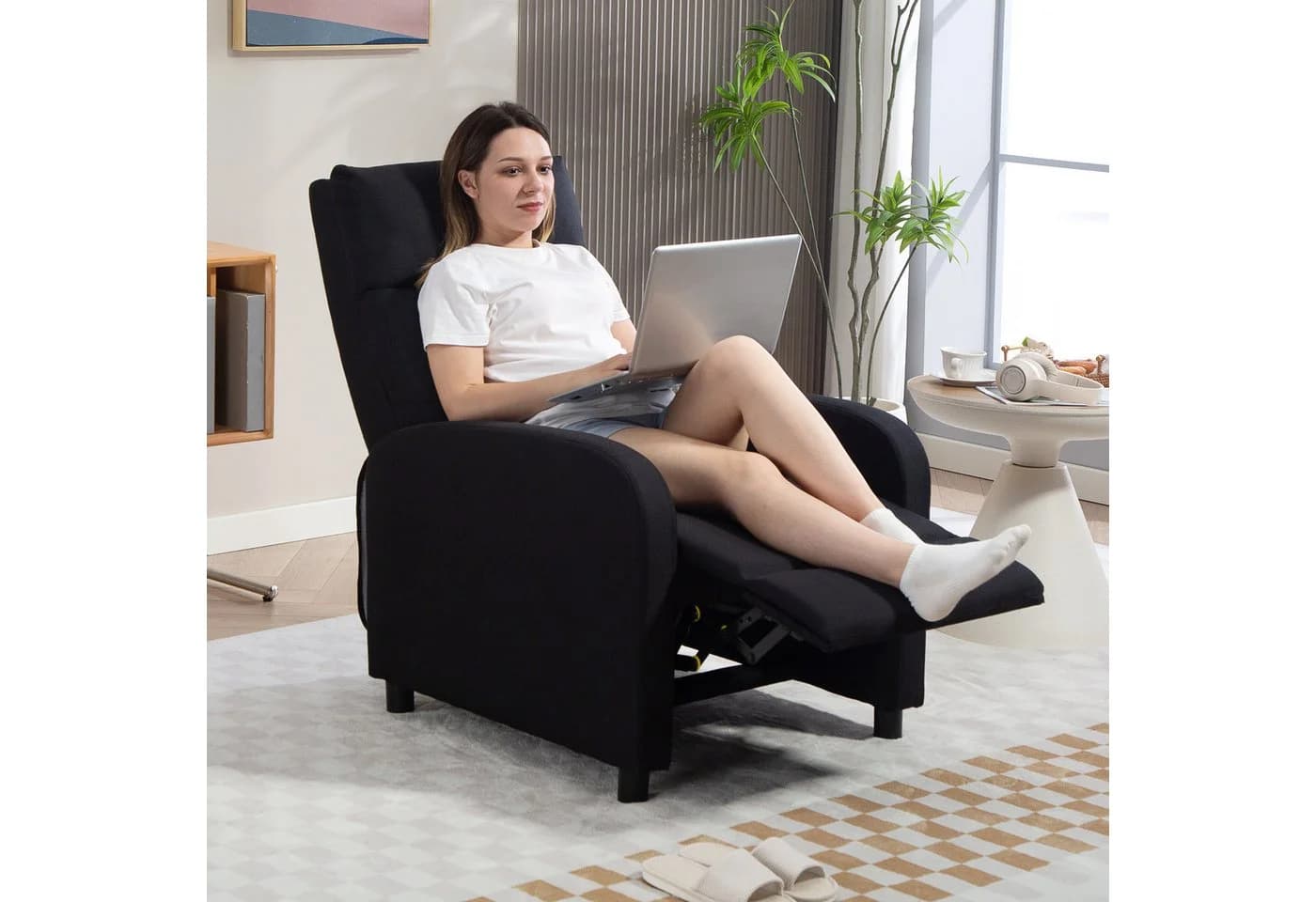 HOMCOM Relaxsessel mit Leinenoptik, Taschenfederkern, TV-Sessel, Schwarz - Bild 2