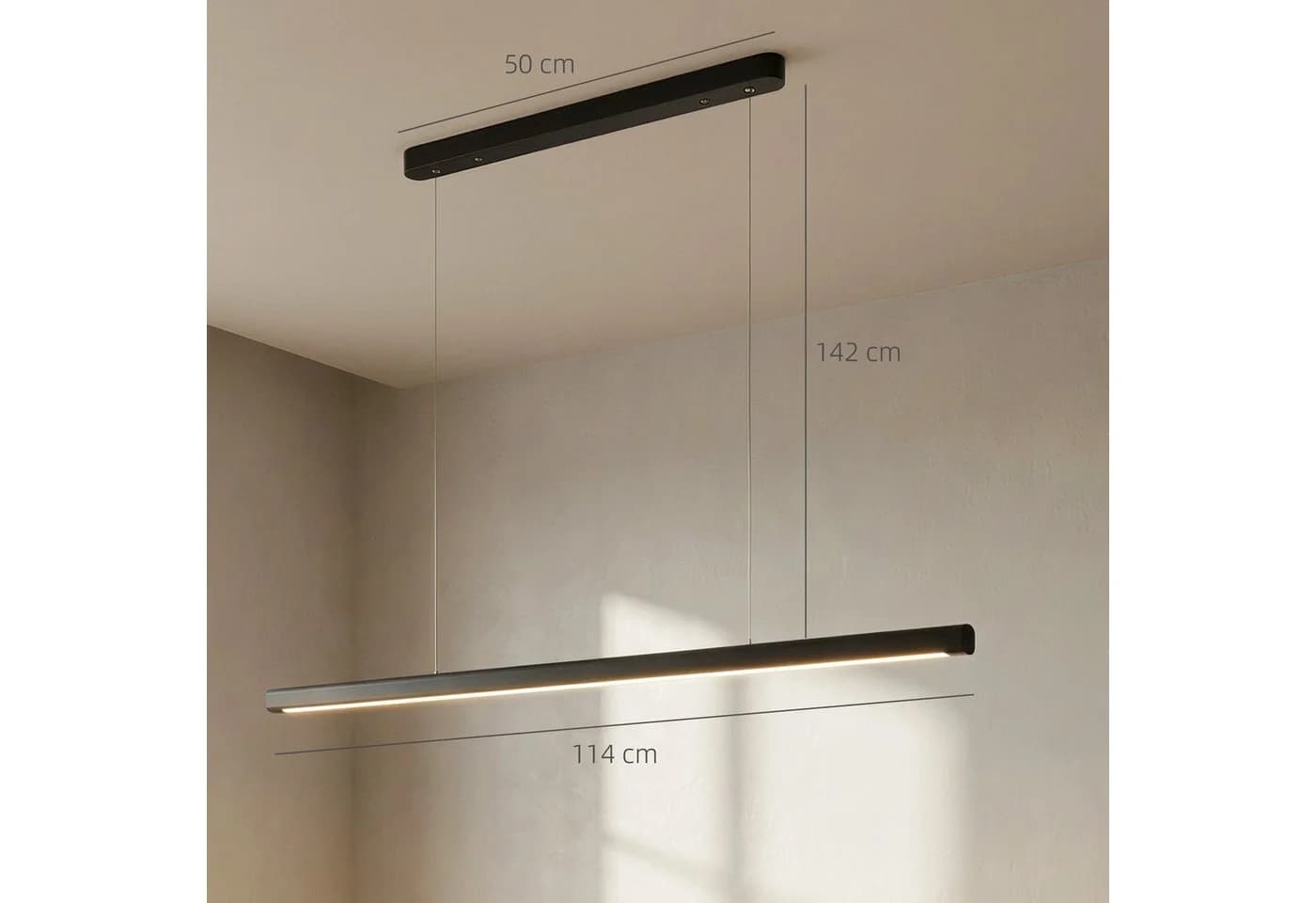 HOMCOM LED Pendelleuchte dimmbar höhenverstellbar Schwarz - Bild 3