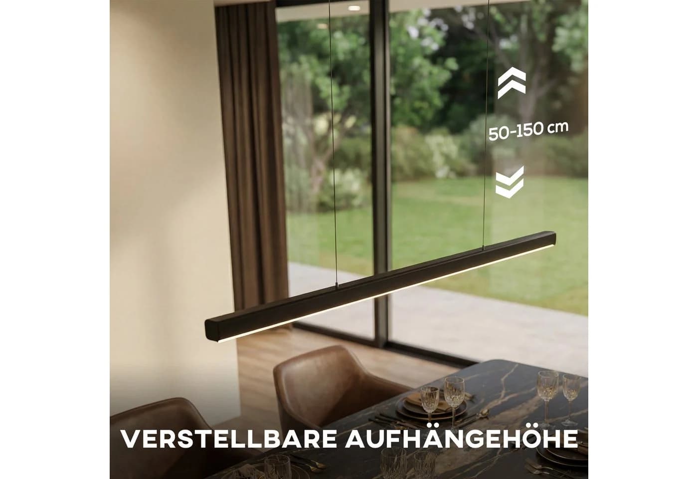 HOMCOM LED Pendelleuchte dimmbar höhenverstellbar Schwarz - Bild 5