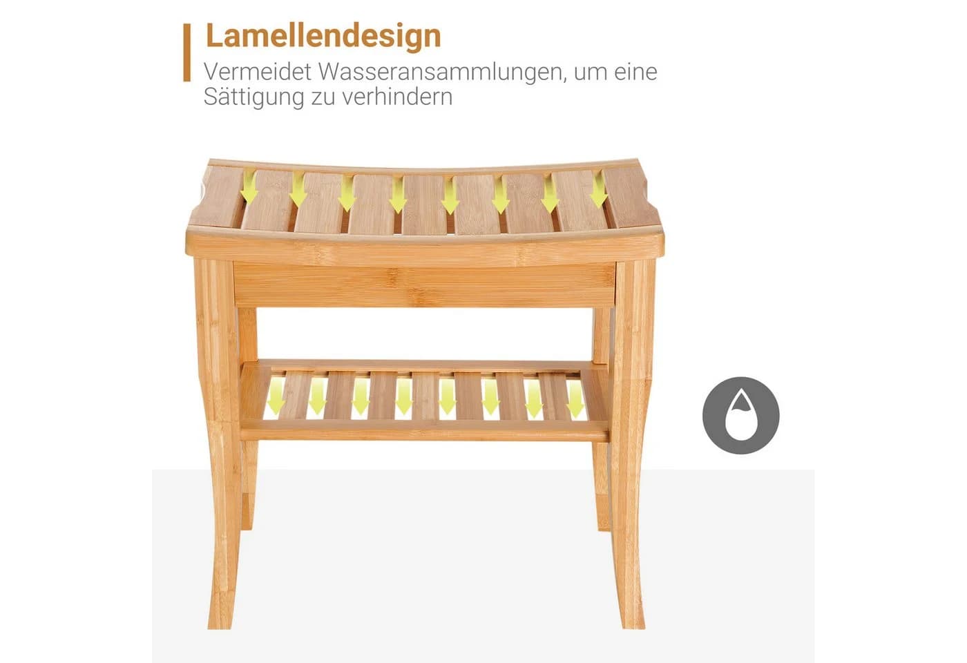 HOMCOM Dusch- und Badhocker mit Ablage aus Bambus Natur - Bild 5