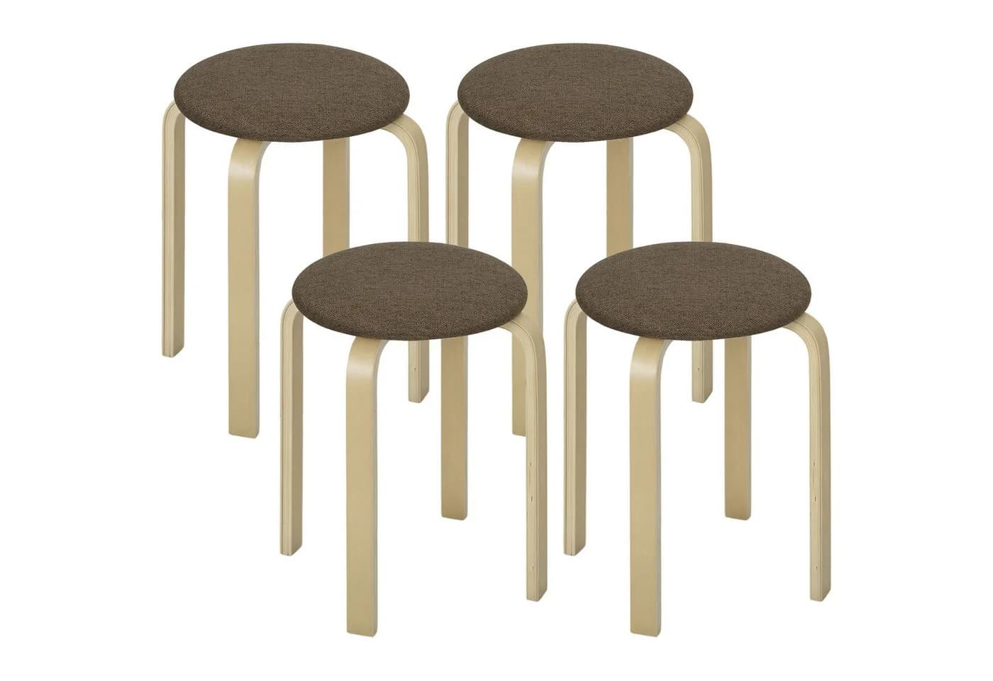 HOMCOM Stapelhocker 4er Set aus Birkensperrholz mit gepolstertem Sitz