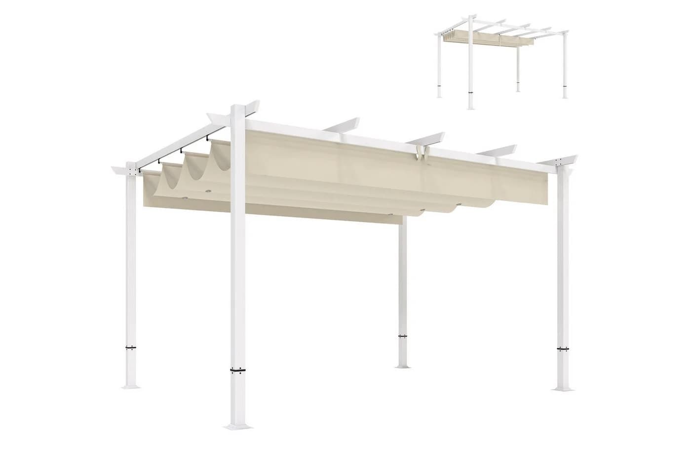 Outsunny Pergola mit Schiebedach, magnetische Verschlüsse, Terrassenüberdachung