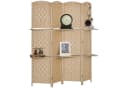 HOMCOM Paravent faltbar mit 2 Regalen Naturholz Bild 1