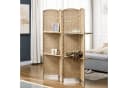 HOMCOM Paravent faltbar mit 2 Regalen Naturholz Bild 2