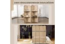 HOMCOM Paravent faltbar mit 2 Regalen Naturholz Bild 5