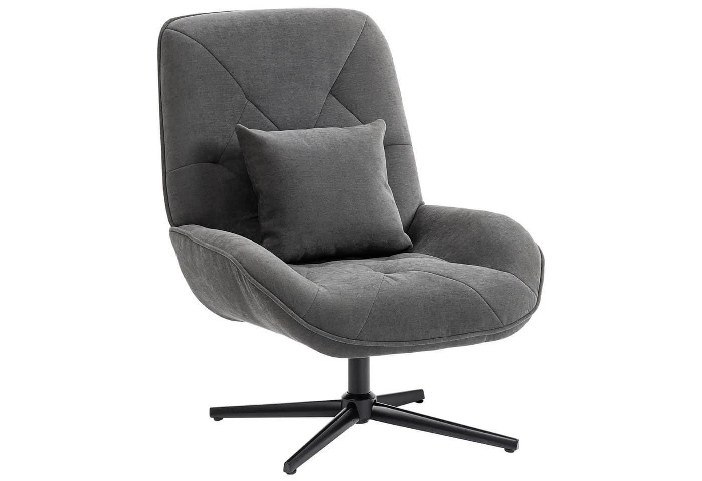 HOMCOM Relaxsessel gepolstert Sessel Loungesessel 1-St. Polsterstuhl Dunkelgrau