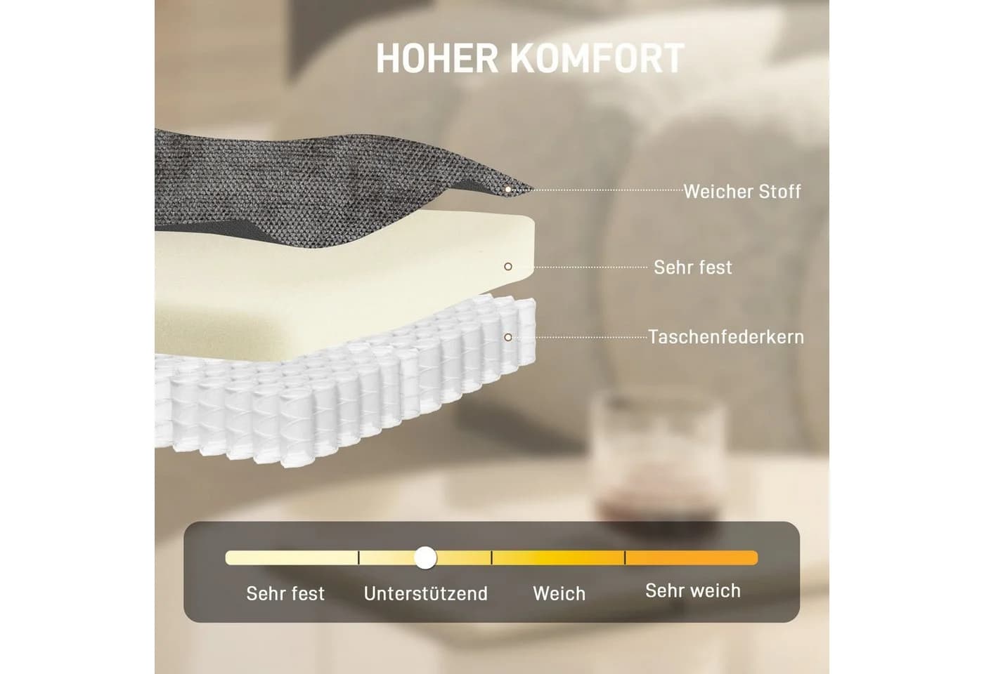 HOMCOM Relaxsessel gepolstert Sessel Loungesessel 1-St. Polsterstuhl Dunkelgrau - Bild 5