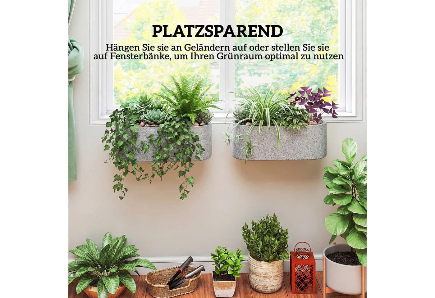 Outsunny Pflanzkübel Set 2-tlg. Hellgrau mit Selbstbewässerung - Bild 4