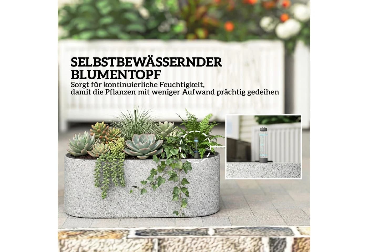 Outsunny Pflanzkübel Set 2-tlg. Hellgrau mit Selbstbewässerung - Bild 5