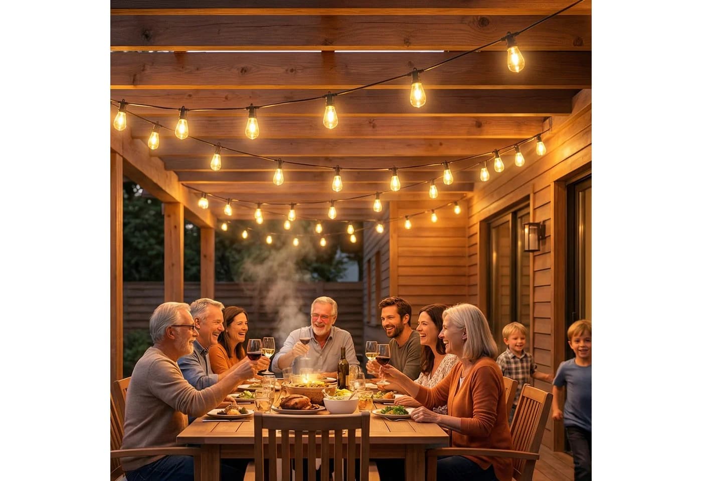 HOMCOM LED Partylichterkette 15-flammig RGBW Fernbedienung Timer IP44 - Bild 2
