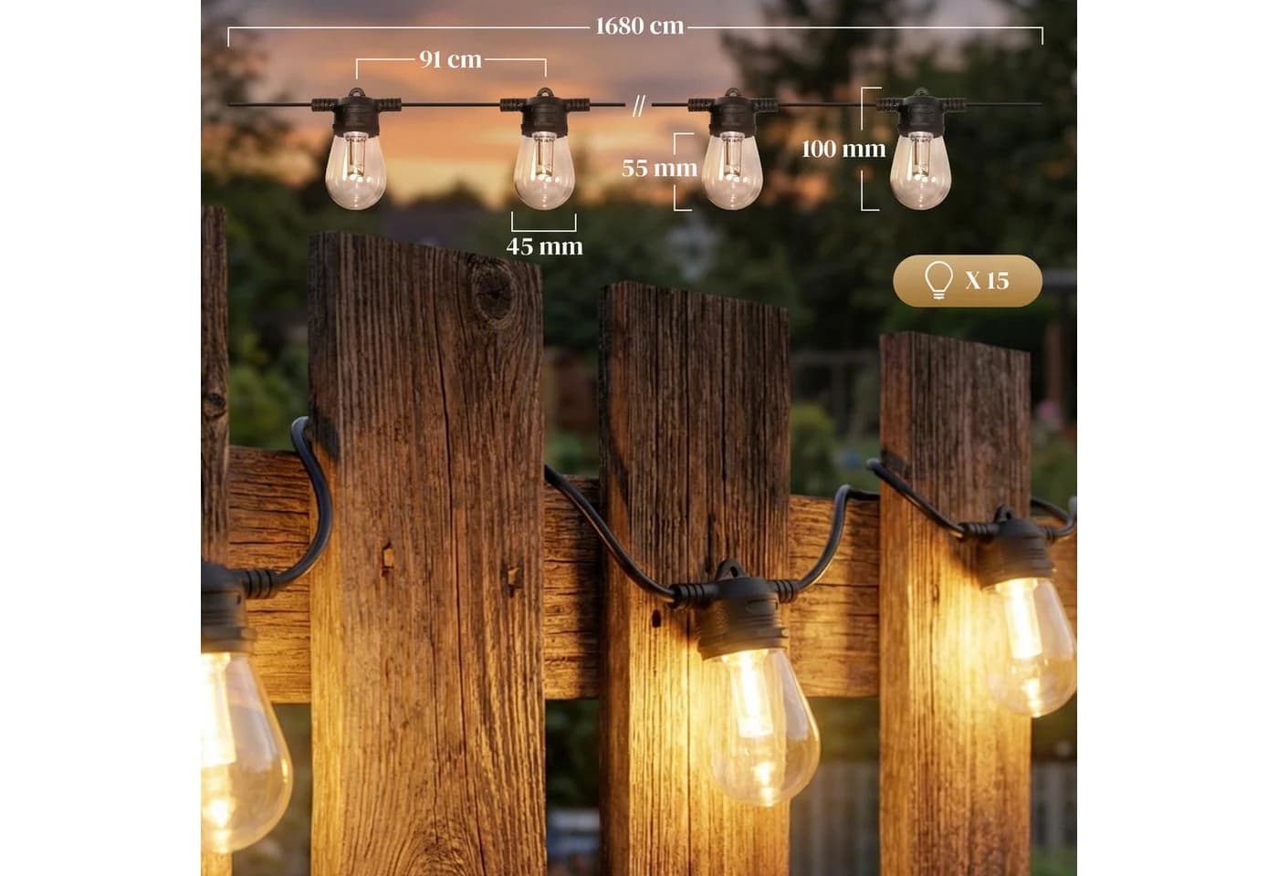 HOMCOM LED Partylichterkette 15-flammig RGBW Fernbedienung Timer IP44 - Bild 3