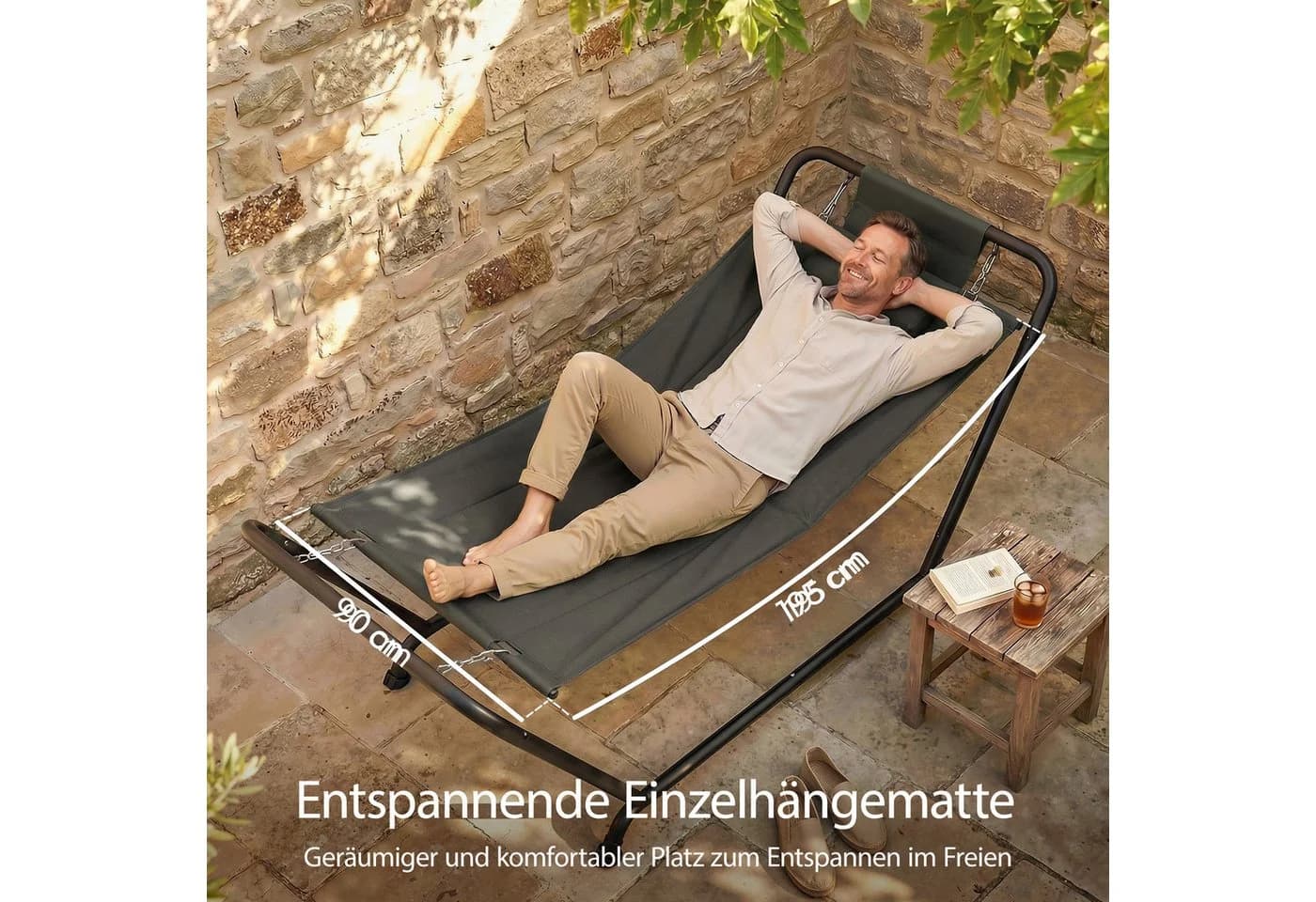 Outsunny Hängematte mit Gestell - Dunkelgrau/Schwarz - 237x90x92 cm - Bild 4