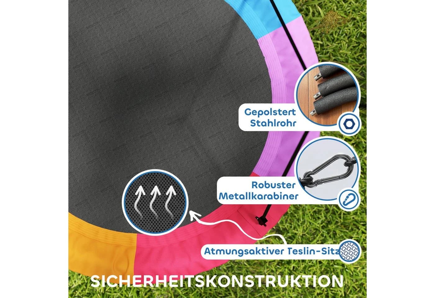 AIYAPLAY Nestschaukel bunt mit verstellbaren Seilen - Bild 4