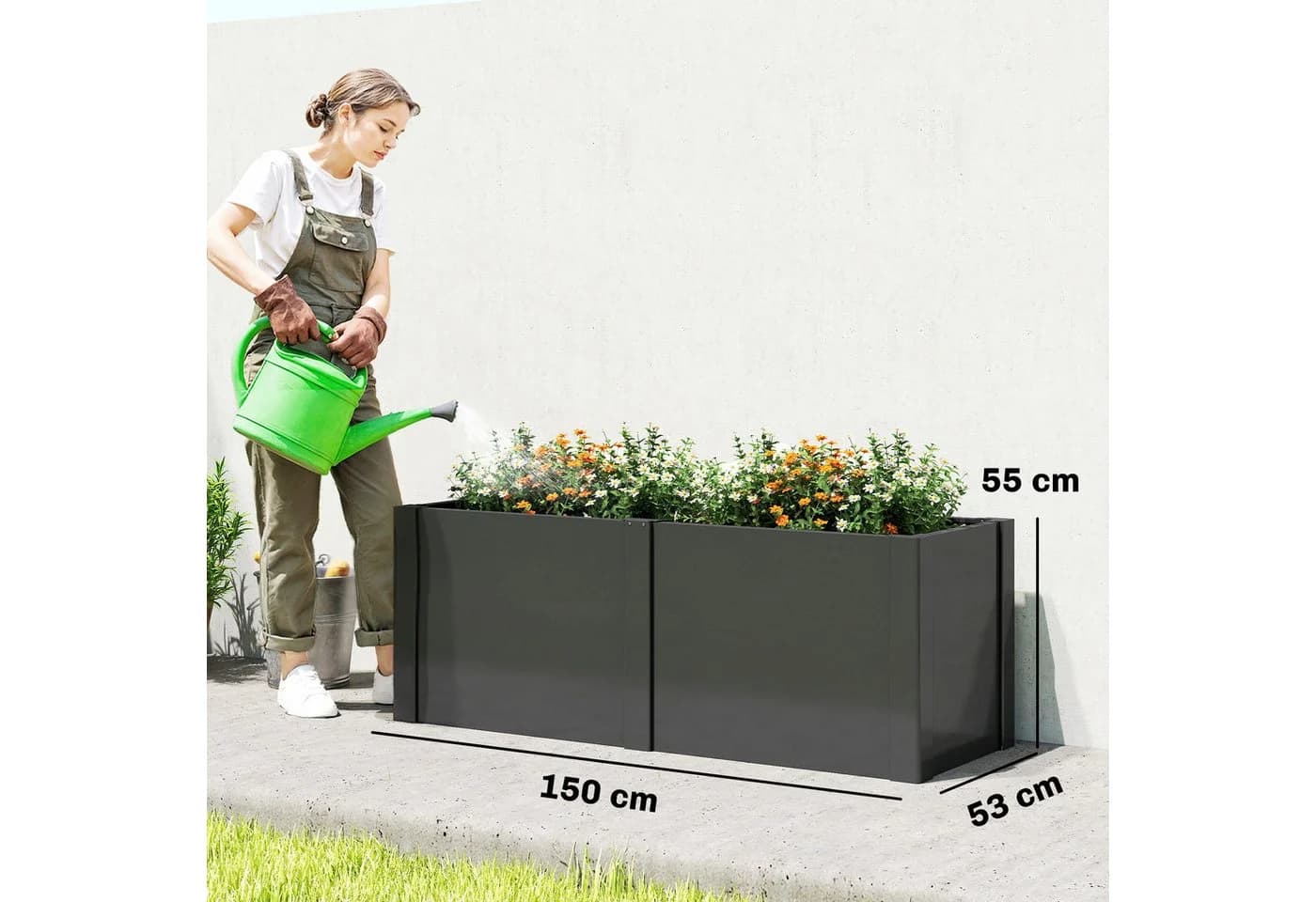 Outsunny Hochbeet Metall Schwarz 351L Volumen - Bild 3