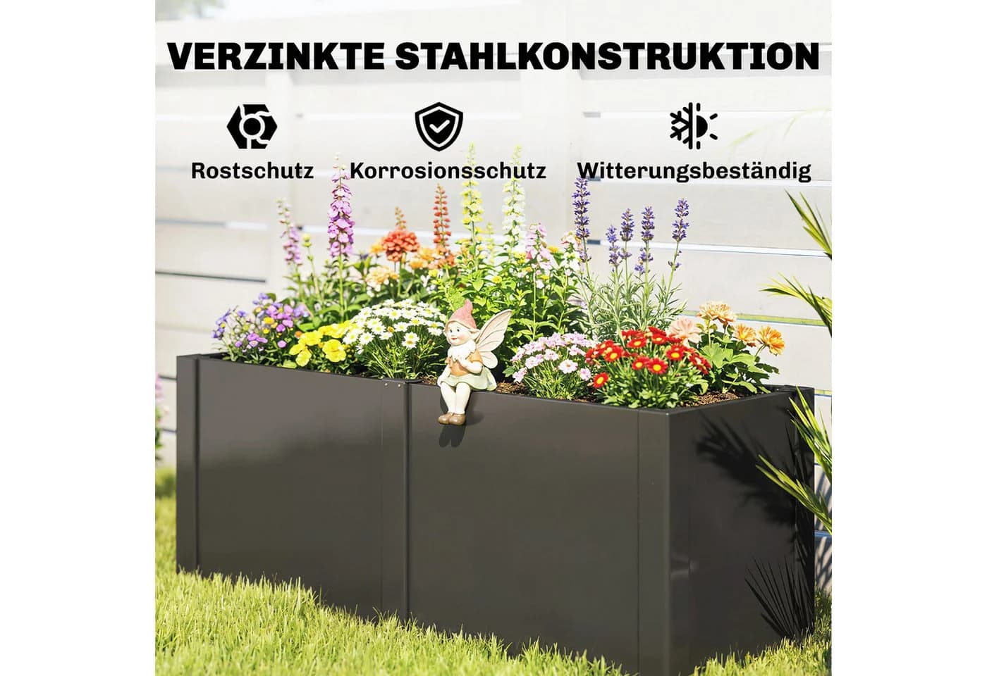 Outsunny Hochbeet Metall Schwarz 351L Volumen - Bild 5