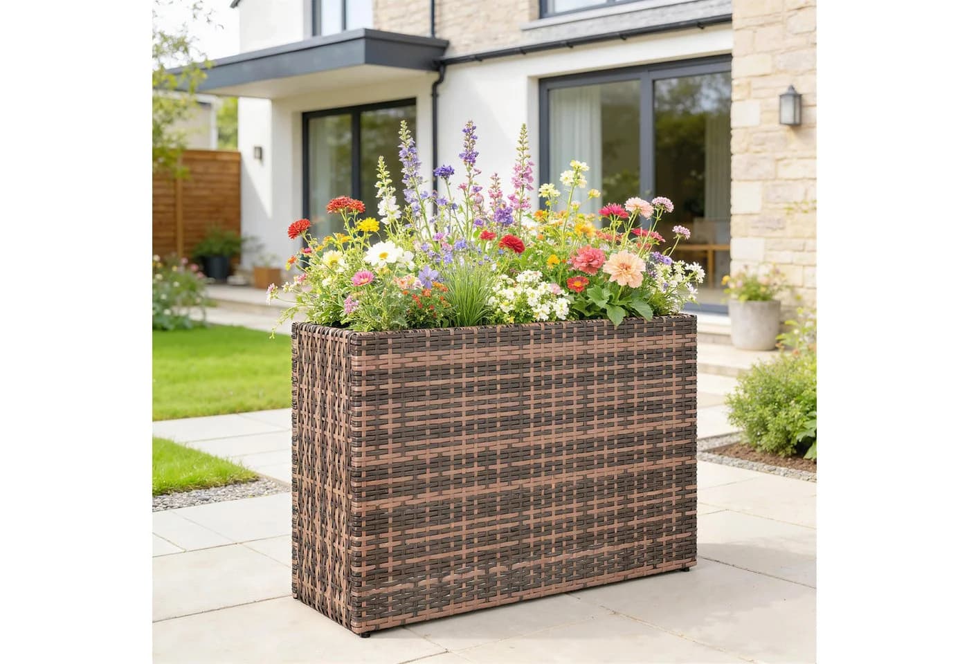 Outsunny Blumenkasten Pflanzkasten PE-Rattan Stahlrahmen 58 cm - Bild 2