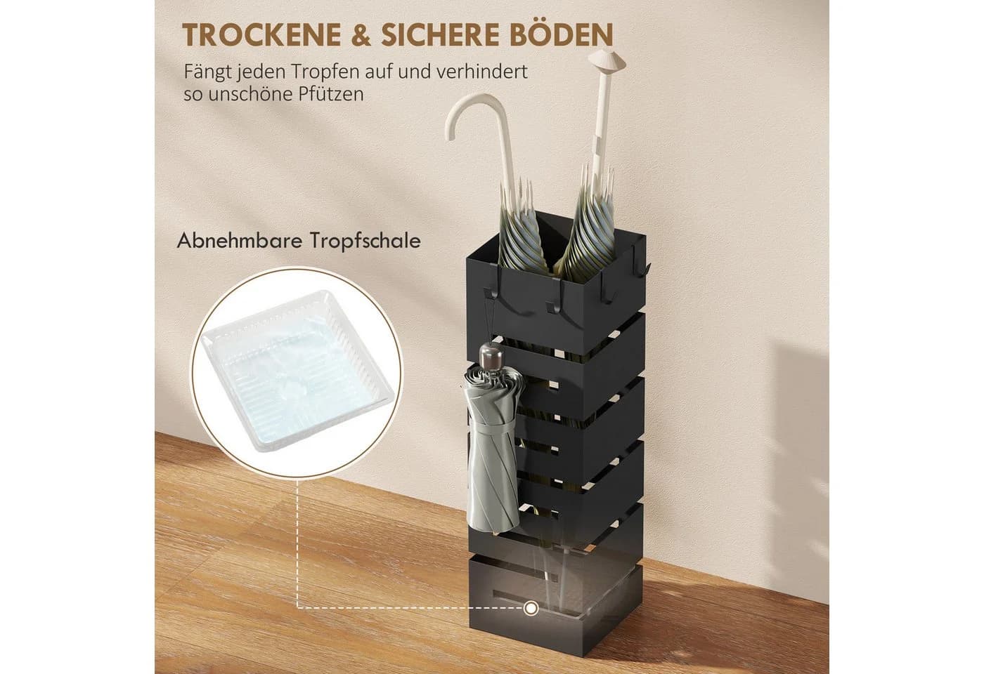 HOMCOM Schirmständer Schwarz Metall - Bild 4