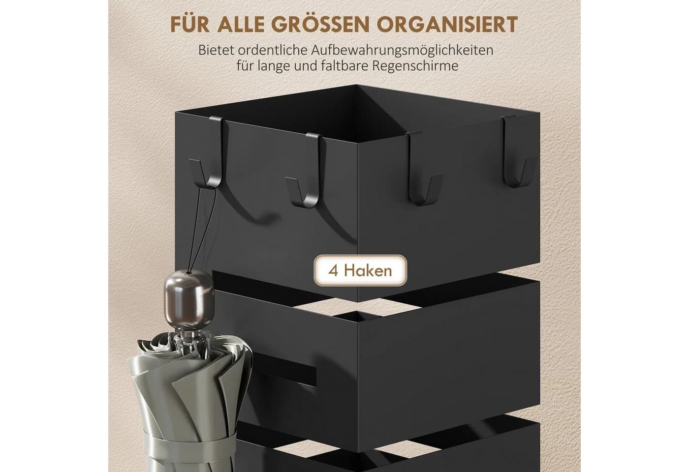 HOMCOM Schirmständer Schwarz Metall - Bild 5