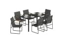 Outsunny Garten-Essgruppe 7-tlg. Schwarz mit Glastisch Bild 1
